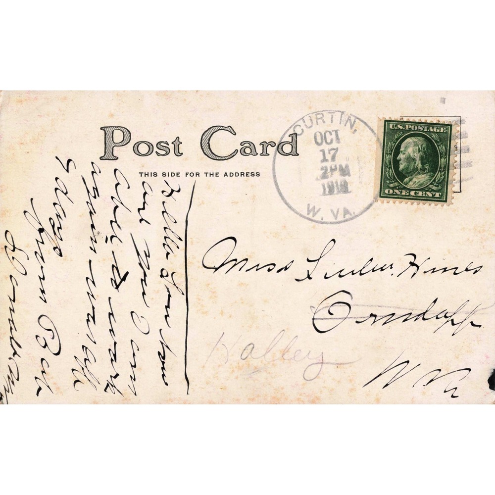 Vtg 1910 Postcard Watching for Papa Girl in Pink Dress Curtin West Virginia WV - Picture 2 of 2